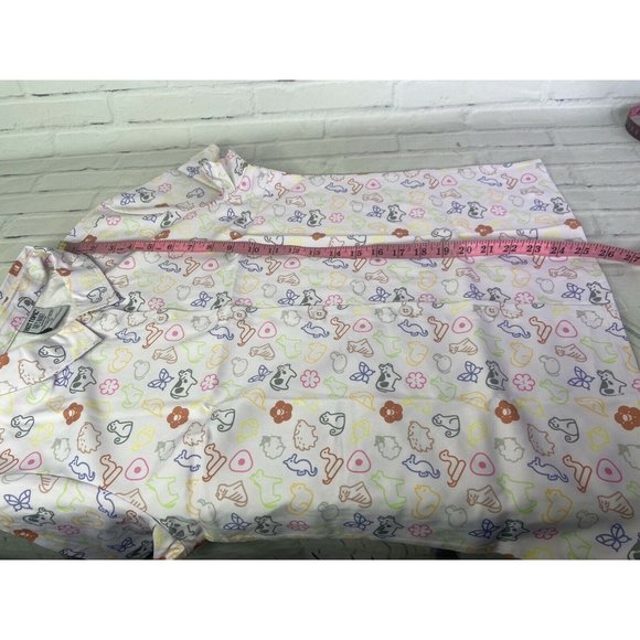 Fruits Basket Icons All Over Print Woven Top Button Up Womens Juniors Size M - Picture 11 of 12